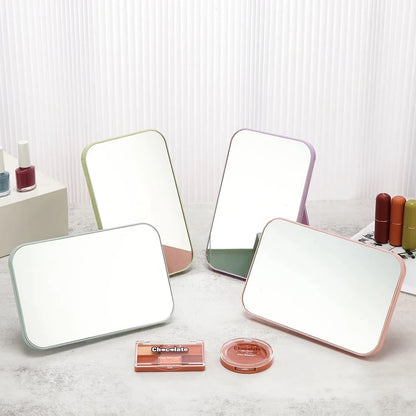 Cermin Lipat Persegi Portable / Standing Beauty Mirror Kaca Duduk Untuk Rias Makeup Wajah / Foldable Vanity Mirror Cermin Meja Untuk Souvenir Pernikahan Kosmetik Travelling Travel Mini Slim