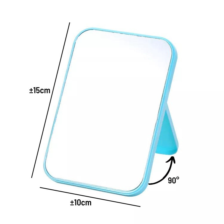 Cermin Lipat Persegi Portable / Standing Beauty Mirror Kaca Duduk Untuk Rias Makeup Wajah / Foldable Vanity Mirror Cermin Meja Untuk Souvenir Pernikahan Kosmetik Travelling Travel Mini Slim