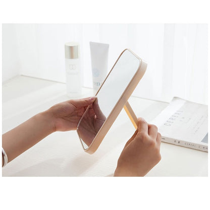 Cermin Lipat Persegi Portable / Standing Beauty Mirror Kaca Duduk Untuk Rias Makeup Wajah / Foldable Vanity Mirror Cermin Meja Untuk Souvenir Pernikahan Kosmetik Travelling Travel Mini Slim