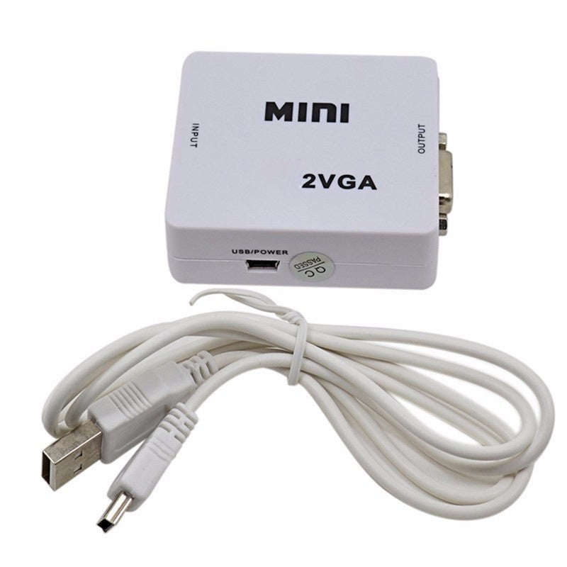 Converter Mini Colokan Port 2VGA Converter port To VGA 1080P Female Konverter Video PS Xbox DVD TV HD USB Kabel Putih