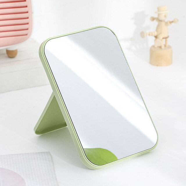 Cermin Lipat Persegi Portable / Standing Beauty Mirror Kaca Duduk Untuk Rias Makeup Wajah / Foldable Vanity Mirror Cermin Meja Untuk Souvenir Pernikahan Kosmetik Travelling Travel Mini Slim