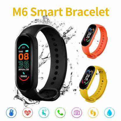 Jam Tangan SmartWatch M6 Smartband Bluetooth Sport Unisex Calory Burn Heart Rate Smart Watch Band 6 Waterproof Gelang Pintar Kesehatan Tubuh Movement Tracker Monitor Detak Jantung Kalori Oksigen Tekanan Darah Hitung Langkah Bisa Telepon Konek HP