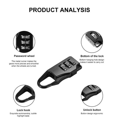 Gembok Koper Kombinasi Angka Plastik Dan Besi / Pengunci Pengaman Tas Ransel Numeric Code Padlock Mini Gembok Travel Kode Angka Anti Maling