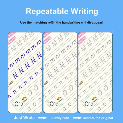 Buku Ajaib Belajar Menulis Anak / Latihan Menghitung Menggambar Tulis Huruf Dan Angka / Sank Magic Practice Writing Book / 1 Set Buku Isi 4 + Pulpen Buku Prasekolah Paud TK / Edukasi Hadiah Kado Ulang Tahun Anak Reuseable Alphabet Math Drawing Number