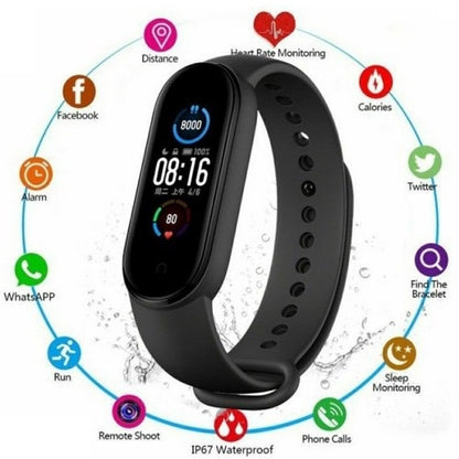 Jam Tangan SmartWatch M6 Smartband Bluetooth Sport Unisex Calory Burn Heart Rate Smart Watch Band 6 Waterproof Gelang Pintar Kesehatan Tubuh Movement Tracker Monitor Detak Jantung Kalori Oksigen Tekanan Darah Hitung Langkah Bisa Telepon Konek HP