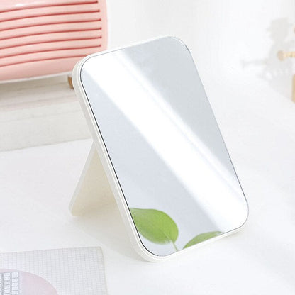 Cermin Lipat Persegi Portable / Standing Beauty Mirror Kaca Duduk Untuk Rias Makeup Wajah / Foldable Vanity Mirror Cermin Meja Untuk Souvenir Pernikahan Kosmetik Travelling Travel Mini Slim