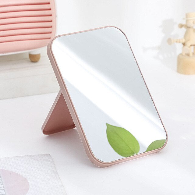 Cermin Lipat Persegi Portable / Standing Beauty Mirror Kaca Duduk Untuk Rias Makeup Wajah / Foldable Vanity Mirror Cermin Meja Untuk Souvenir Pernikahan Kosmetik Travelling Travel Mini Slim