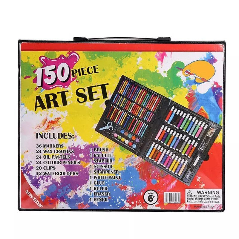 Crayon Set 150pcs / Pensil Warna Spidol Krayon Cat Air Minyak Kuas Palet Water Colors Alat Menggambar Mewarnai Melukis Isi 150 pcs Anak Anak / Kit Art Supplies Painting Hadiah Kado Ulang Tahun Birthday Gift Pencil Colours Coloring Set Gambar Lukis Mainan