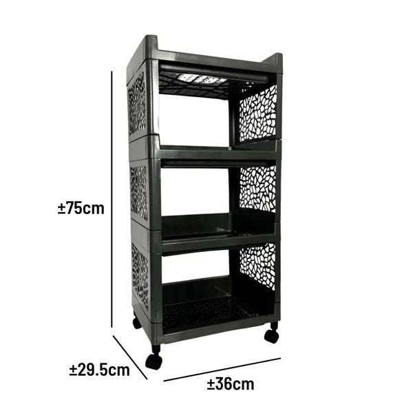 Rak 4 Susun Dengan Roda Plastik Yoyo / Tempat Penyimpanan Dapur Kamar Mandi Ruang tamu Serbaguna / Rak Apartement 4 Tingkat Layer / Storage Rack Minimalis Trolly Jalan Mini Makanan Snack Organizer