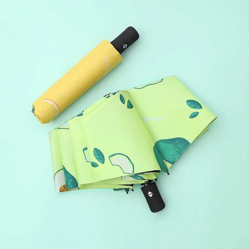 Payung Lipat Manual Dan Otomatis Motif Buah Anti Sinar UV Protection / Payung Hujan Panas Unik Mini Gambar Motif Buah Foldable Umbrella With Fruit Pattern Korean Style