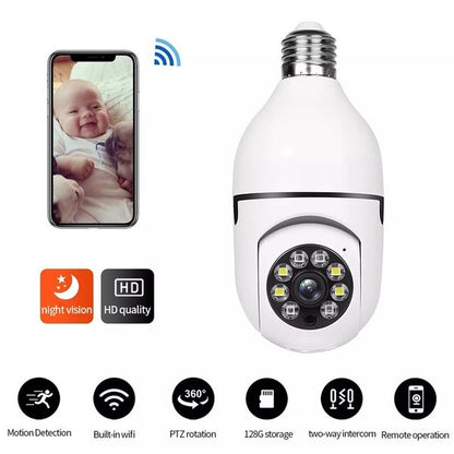 Kamera CCTV Lampu Bohlam V380 Pro 360 Derajat Camera Pengintai Wifi Wireless Indoor Anti Maling Spy Kamera Panoramic Night Vision Colorful Deteksi Gerakan Two Way Voice Intercom One Video Call TERLARIS