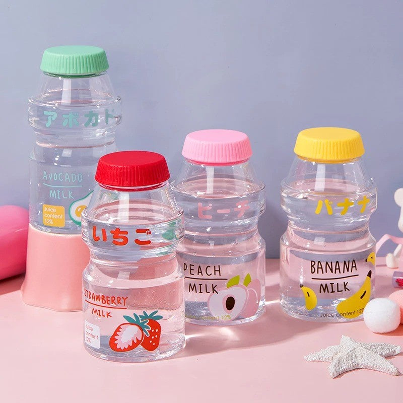 Botol Minum Fruity 480ml BPA FREE Anti Bocor Transparan Wadah Tempat Penyimpanan Air Gambar Buah Unik Lucu Untuk Sekolah Hadiah Kado Souvenir Bottle Tumbler Plastik PET Korean Japanese Style