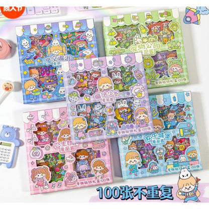 Sticker Momo Motif Kartun 2D Isi 100 Lembar Anti Air / Stiker Tempelan Hiasan Botol Minum Hias Buku Diary Scarpbook Case HP Aesthetic Lucu / DIY Korean Sticker Cartoon 100 Sheets Untuk Hadiah Anak Pacar Teman Kids Cute Tempel Karakter