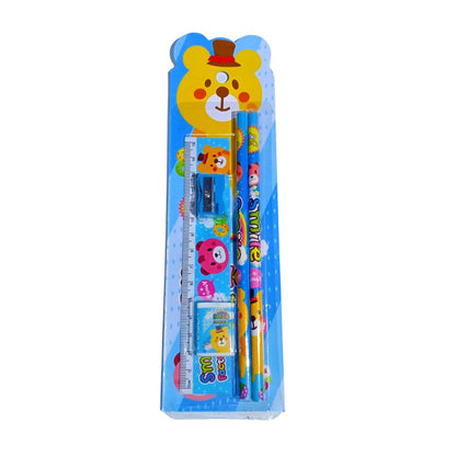 Alat Tulis Karakter Set 5In1 / Paket Lengkap Pensil Penghapus Rautan Penggaris Bergambar Kartun / Mini Stationery Set Character ATK Peralatan Menulis Anak Sekolah 5 In 1 Souvenir Hadiah kado Motif Lucu Unik Disney Doraemon Frozen Spiderman Mickey Princess