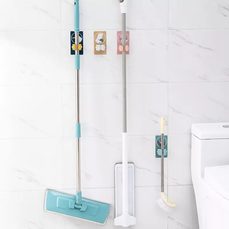 Gantungan Hook Penjepit Sapu Kain Pel Karakter / Holder Braket Penyimpanan Gagang Tempel Dinding Serbaguna / Broom Mop Organizer Character / Gantungan Pengait Perabotan Rumah Tangga / Mop Hanger Multifungsi