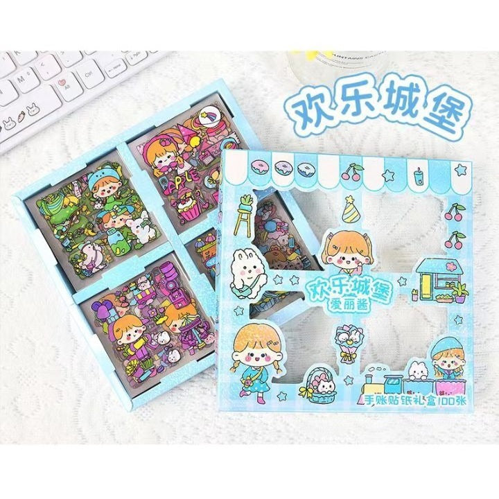 Sticker Momo Motif Kartun 2D Isi 100 Lembar Anti Air / Stiker Tempelan Hiasan Botol Minum Hias Buku Diary Scarpbook Case HP Aesthetic Lucu / DIY Korean Sticker Cartoon 100 Sheets Untuk Hadiah Anak Pacar Teman Kids Cute Tempel Karakter