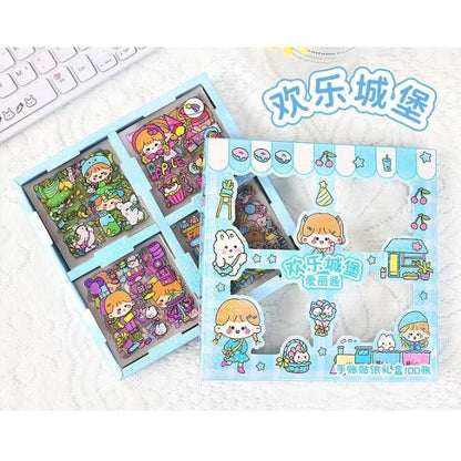 Sticker Momo Motif Kartun 2D Isi 100 Lembar Anti Air / Stiker Tempelan Hiasan Botol Minum Hias Buku Diary Scarpbook Case HP Aesthetic Lucu / DIY Korean Sticker Cartoon 100 Sheets Untuk Hadiah Anak Pacar Teman Kids Cute Tempel Karakter