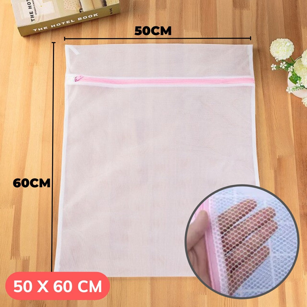 Laundry Bag Net Mesin Cuci 30x40 50x40 50x60Cm / Tas Londry Kantong Jaring Transparan Resleting Cucian Baju Kotor Kaos Kaki Pakaian Dalam Bra CD Underware / Washing Bag Tas Travel Pakaian Anti Kusut