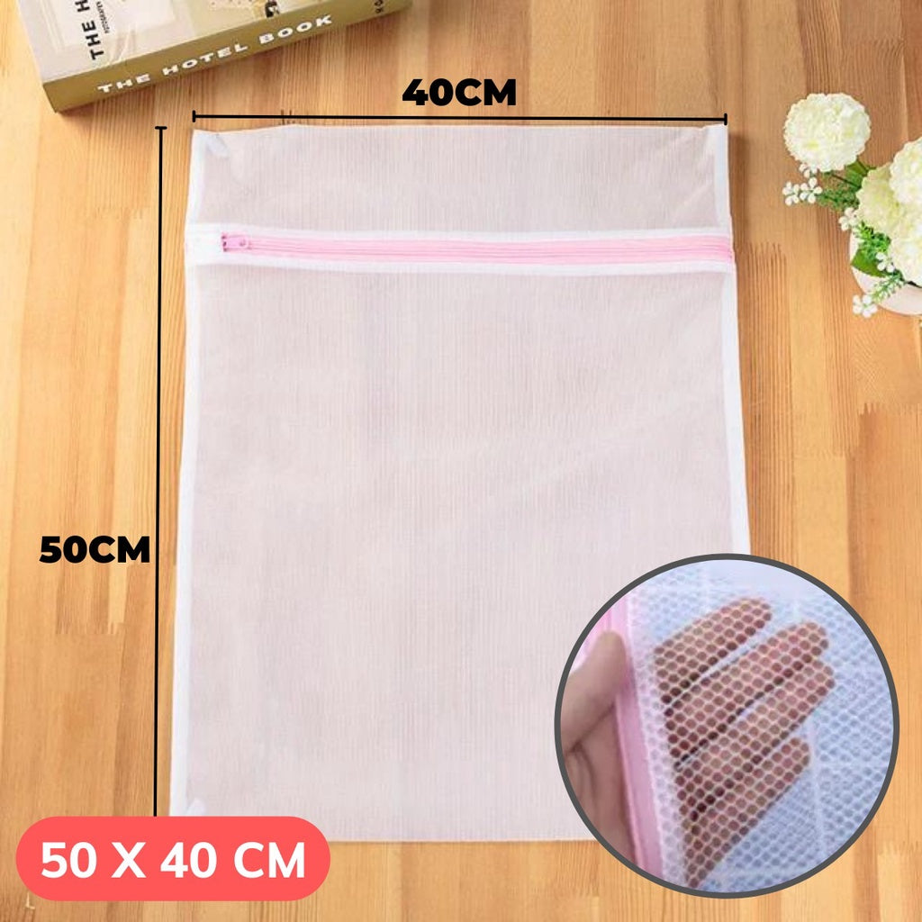 Laundry Bag Net Mesin Cuci 30x40 50x40 50x60Cm / Tas Londry Kantong Jaring Transparan Resleting Cucian Baju Kotor Kaos Kaki Pakaian Dalam Bra CD Underware / Washing Bag Tas Travel Pakaian Anti Kusut