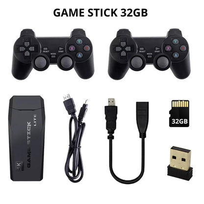 Game Stick Retro 4K Lite 32GB 64GB Joystick Untuk Main PS1 GBA GB SFC GBC Console With Dual 2.4G Wireless Gamepad Controller Colok Port h-dm1 TV Android Nirkabel Konsol Gim Olahraga Teka Teki Pertarungan Balapan Pengontrol