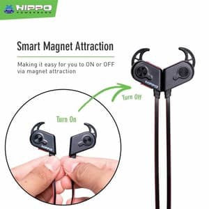 Headset Bluetooth Hippo Sport Duo 01 Earphone Handsfree Kabel Stereo Music Telepon Earbuds Magnet