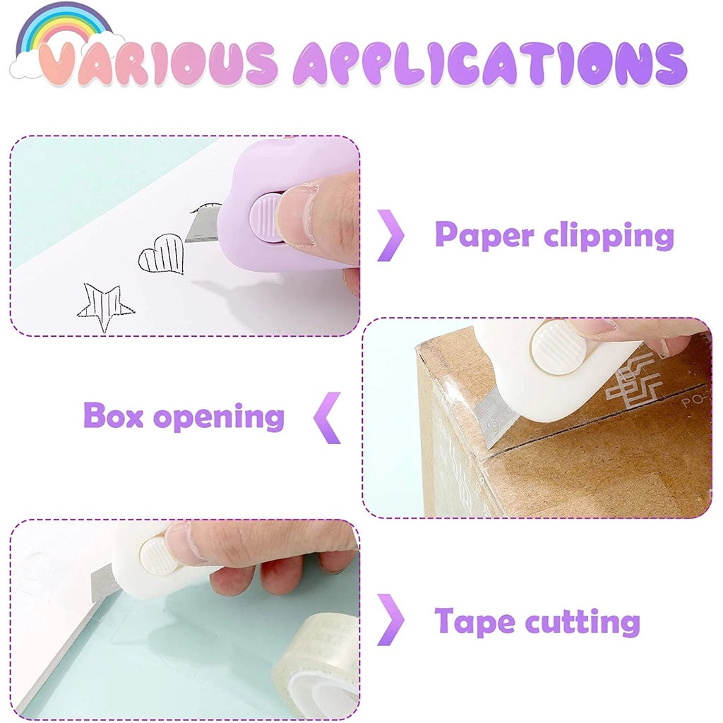 Pisau Cutter Mini Model Awan & Dolphin Alat Bantu Potong Kertas Plastik Unboxing Paket Perlengkapan ATK Sekolah Travel Size Cloud Shape Sliding Knife Kater Kecil Lucu Cuter