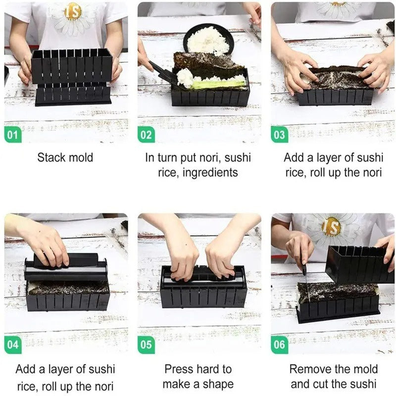 Sushi Maker Set 11in1 Alat Gulung Cetakan Pembuat Bento Makanan Jepang Kimbab Nasi Nori Lengkap Unik