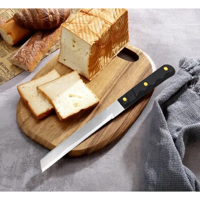 Bread Knife Pisau Roti Panjang 2 Sisi Stainless Steel - Alat Potong Cake Iris Kue Tajam Double Sided Polos dan Bergerigi - Pemotong Bolu Chiffon Anti Karat