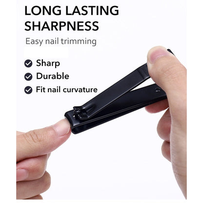 Gunting Kuku Hitam Stainless Steel Anti Slip - Alat Potong Kuku Ukuran Sedang dan Besar Manicure Pedicure Tajam Nail Clipper Untuk Souvenir Pernikahan Alat Perawatan Tangan