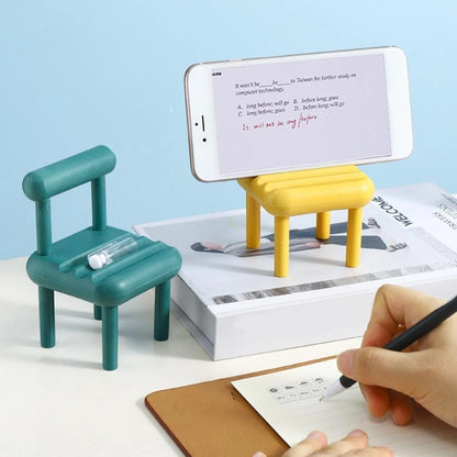 Stand Holder Hp Model Kursi 3D / Universal Dudukan Penyangga Handphone Model Bangku Mini / Docking Sandaran HP Tablet Warna Warni Pastel Bisa Untuk Dekorasi Ruangan Cute Phone Holder Standing Smartphone Unik Lucu