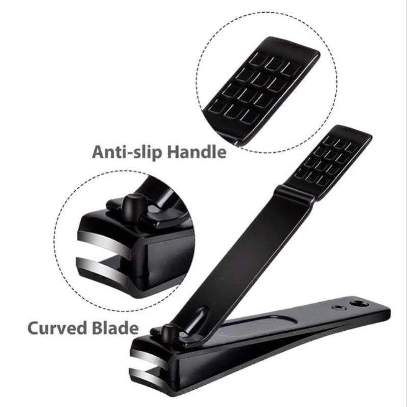 Gunting Kuku Hitam Stainless Steel Anti Slip - Alat Potong Kuku Ukuran Sedang dan Besar Manicure Pedicure Tajam Nail Clipper Untuk Souvenir Pernikahan Alat Perawatan Tangan