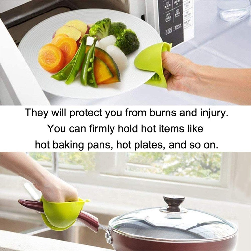 Sarung Tangan Silikon Tebal Anti Panas Anti Slip Oven Microwave Wajan Panci / Alat Bantu Pegang Handle Loyang Tahan Hingga Suhu 250 Derajat Pinch Mitt Silicone Jepit Karet Pelindung Jari