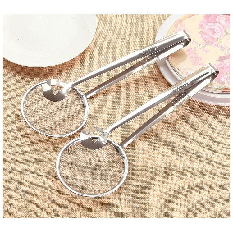 Capitan Saringan 2in1 / Jepitan + Tirisan Gorengan Minyak Air Sayuran Mie Stainless Steel / Food Tongs With Oil-Frying Filter Pencapit Peniris Clip Penjepit Makanan Serbaguna Alat Dapur Peralatan Masak Multifungsi