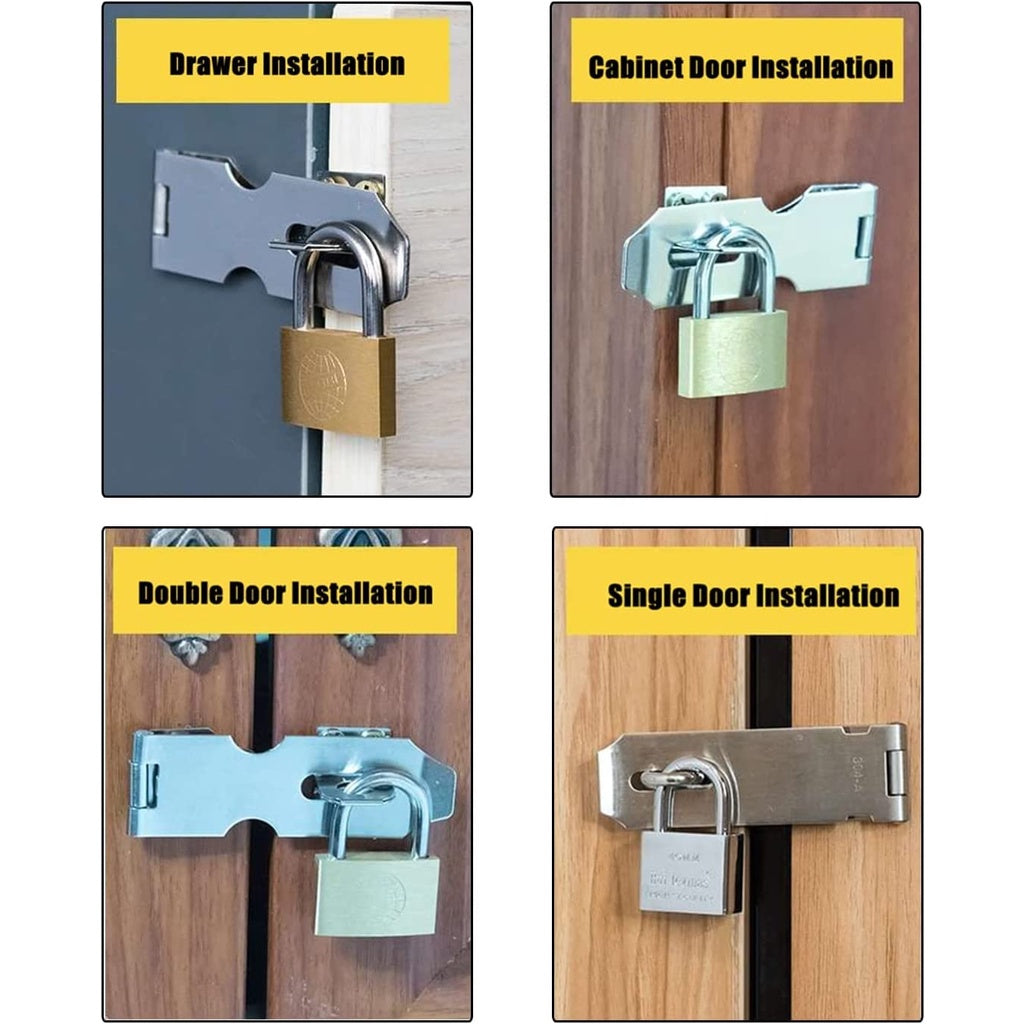 Overpal Plat 3 Inch / Kait Cantelan Grendel Kunci Gembok Pintu Stainless Steel Grendel Pengunci Kotak Laci Lemari Brankas Loker Kotak Box Safety Lock Latch Cantolan Keamanan Ganda Anti Maling Triplek Kayu