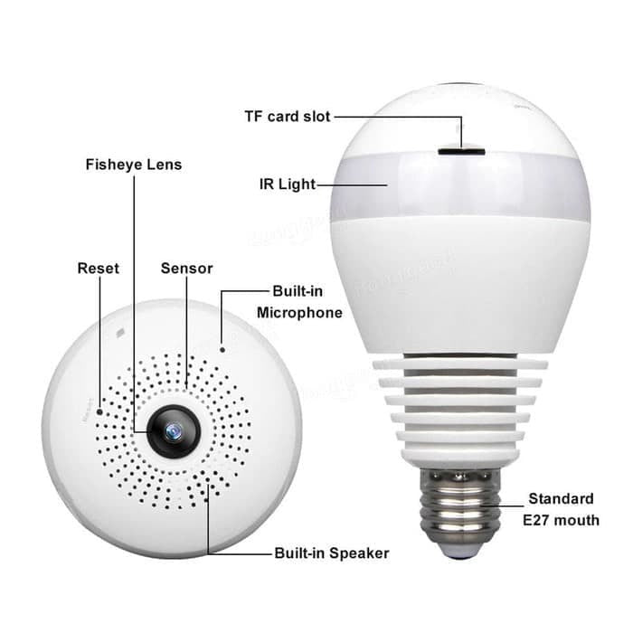 [MA] Kamera Lampu V380 CCTV Bentuk Bohlam Panorama V360 SPY Camera Hidden pengintai wifi IP Cam Wireless