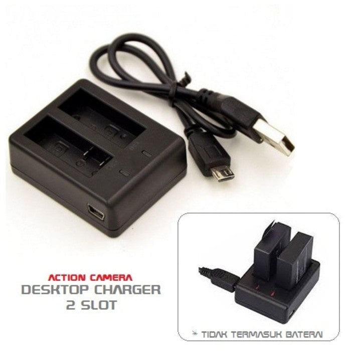 [MA] Dekstop Baterai 2 Slot For Camera Sportcam Kamera Action Sport SJ Cam Sj4000 Ultra