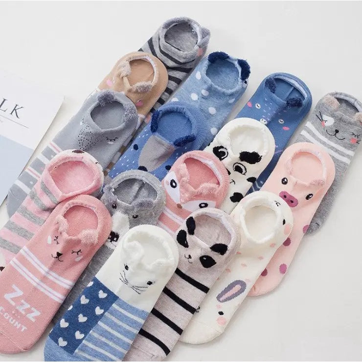 Kaos Kaki Pendek Karakter Hewan Motif Kuping Lucu / Socks Alas Sepatu Kaus Semata Kaki Lembut Nyaman Korean Fashion Wanita Anak Remaja Pelindung Jari Tumit Kaki Anti Lecet Cute Animal