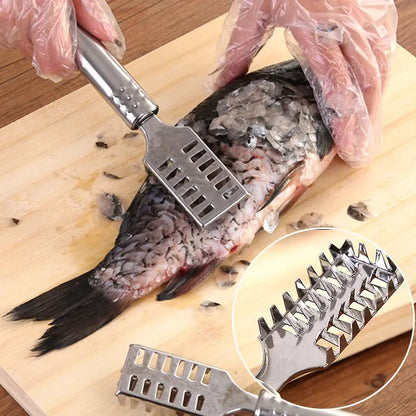 Alat Pembersih Sisik Ikan Stainless Steel Anti Karat / Fish Scale Skin Remover Scraper Serutan Pengupas Penghilang Kulit Peeler Serut Kupas Sisik Anti Berantakan Tebal Kerokan Kerikan