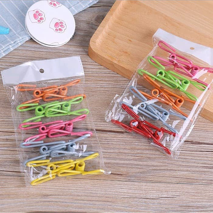 Klip Jepitan Isi 10Pcs Serbaguna Bahan Besi Penjepit Jemuran Baju Kaos Kaki Pakaian Dalam Laundry Clip Warna-Warni Pin Jepit Untuk Snack Makanan Foto Gambar Dekorasi Dinding