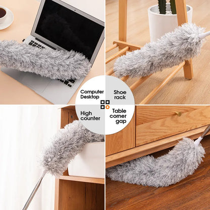 Kemoceng Microfiber Teleskopik Lipat 2.8 Meter Alat Bantu Pembersih Debu Sarang Laba Kotoran Kaca Jendela Plafon Celah Langit Ruangan Rumah Fleksibel Tongkat Panjang Pendek Tinggi 280cm tekuk Telescopic Feather Duster Kemucing Gagang Stainless Serbaguna