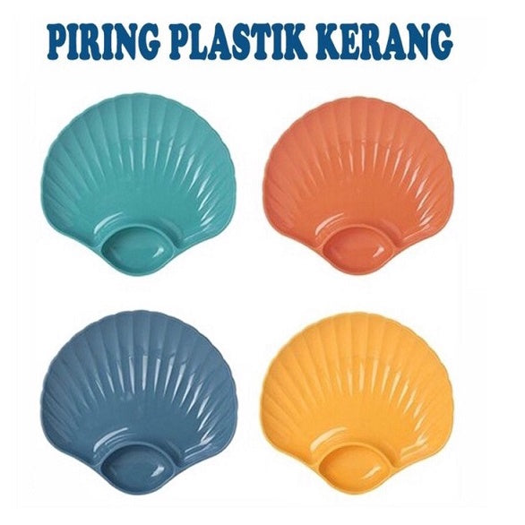 Piring Plastik Model Kerang 2In1 Dengan Sekat Pemisah Saos BPA Free / Wadah Tempat Makanan Snack Bentuk Cangkang Kerang Ada Tempat Kecap Saus Sambal Shell Shaped Plate Unik Lucu Alat Dapur Serbaguna