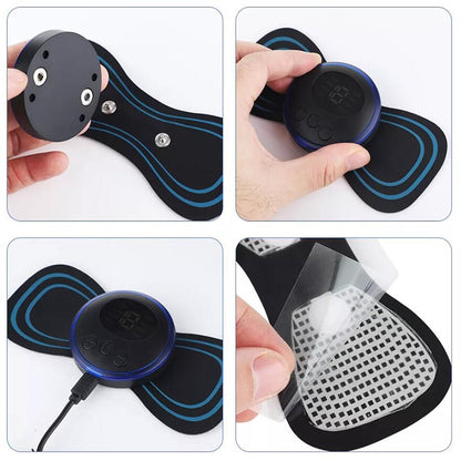 Alat Pijat Terapi Mini Pad EMS Rechargeable Pemijat Pinggang Punggung Leher Massager Stick Patch Portable Tempelan Relaksasi Penghilang Nyeri Sendi Otot Pereda Sakit Pegal Linu Elektrik