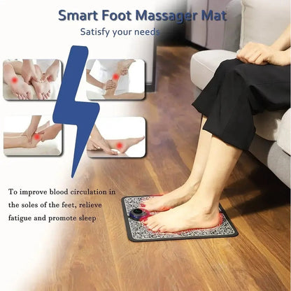 Alat Pijat Elektrik Terapi Akupuntur Kaki EMS Rechargeable Meningkatkan Sirkulasi Darah Foot Massager Pad Mat Portable Alas Pemijat Relaksasi Otot Kaki Meredakan Sakit Rematik