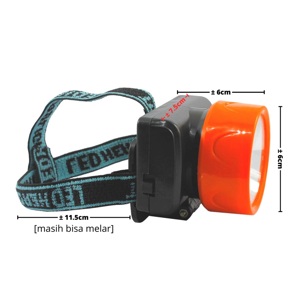 Senter Kepala LED 3W 2 Mode Lampu Kepala Menggunakan Baterai AA Head Light 3 Watt 180Â° Adjustable Alat Penerangan Untuk Camping Hiking Memancing Emergency Headlamp Super Terang