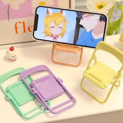 [MA] Stand Holder Hp Model Kursi Lipat / Universal Dudukan Penyangga Handphone Model Bangku Mini / Chair Folding Mobile Phone Macaron / Docking Sandaran HP Tablet Adjustable Warna Warni Pastel Dekorasi Ruangan Dekor