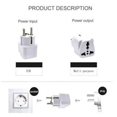 [MA] Over Steker Adaptor 3 Kaki Travel Adapter ke 2 Universal (UK + US+ AU)