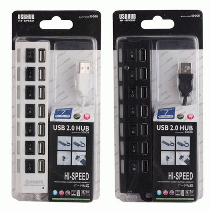 [MA] USB Hub 2.0 7 Port Saklar ON-OFF Adaptor Charger Hi Speed USBHUB Lubang Kabel Flashdisk Data Reader