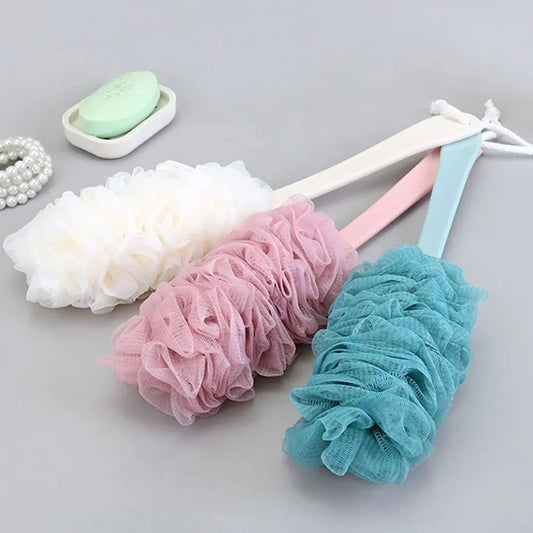 Spons Mandi Jaring Gagang Panjang Shower Puff Long Handle Spon Alat Bantu Pembersih Penggosok Badan Sikat Punggung Tongkat Sponge Busa Lembut Serbaguna