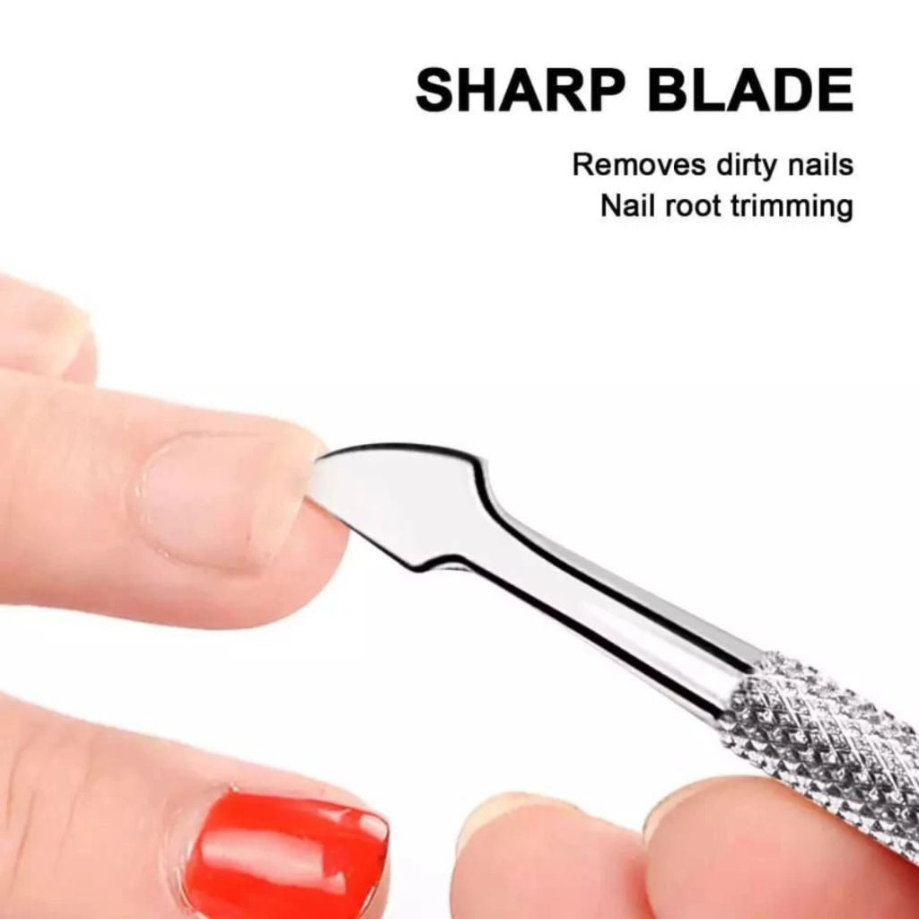 Alat Pendorong Kutikula Kuku Manicure | Nail Cuticle Pusher Stainless | Aman, Tajam & Efektif | Untuk Pembersihan Kuku & Nail Art