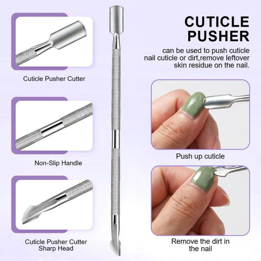 Alat Pendorong Kutikula Kuku Manicure | Nail Cuticle Pusher Stainless | Aman, Tajam & Efektif | Untuk Pembersihan Kuku & Nail Art